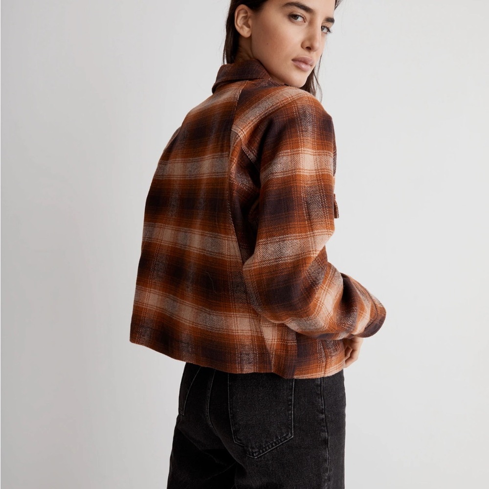 Flannel Crop Shirt-Jacket in Plaid - Picture 10 of 10